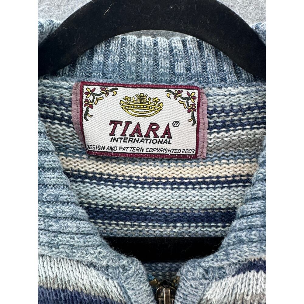 VTG Tiara International Womens sz M (see disc.) Y2K Cotton Striped Knit Sweater - Picture 3 of 8